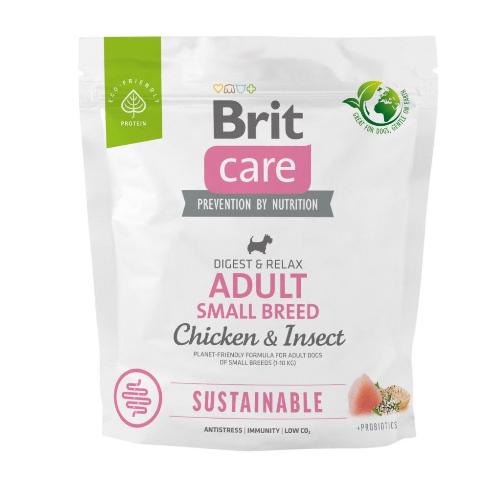 Пробник сухий корм для собак Brit Care Sustainable Adult Small Breed 100 г - курка та комахи Пробник сухий корм для собак Brit Care Sustainable Adult Small Breed 100 г - курка та комахи