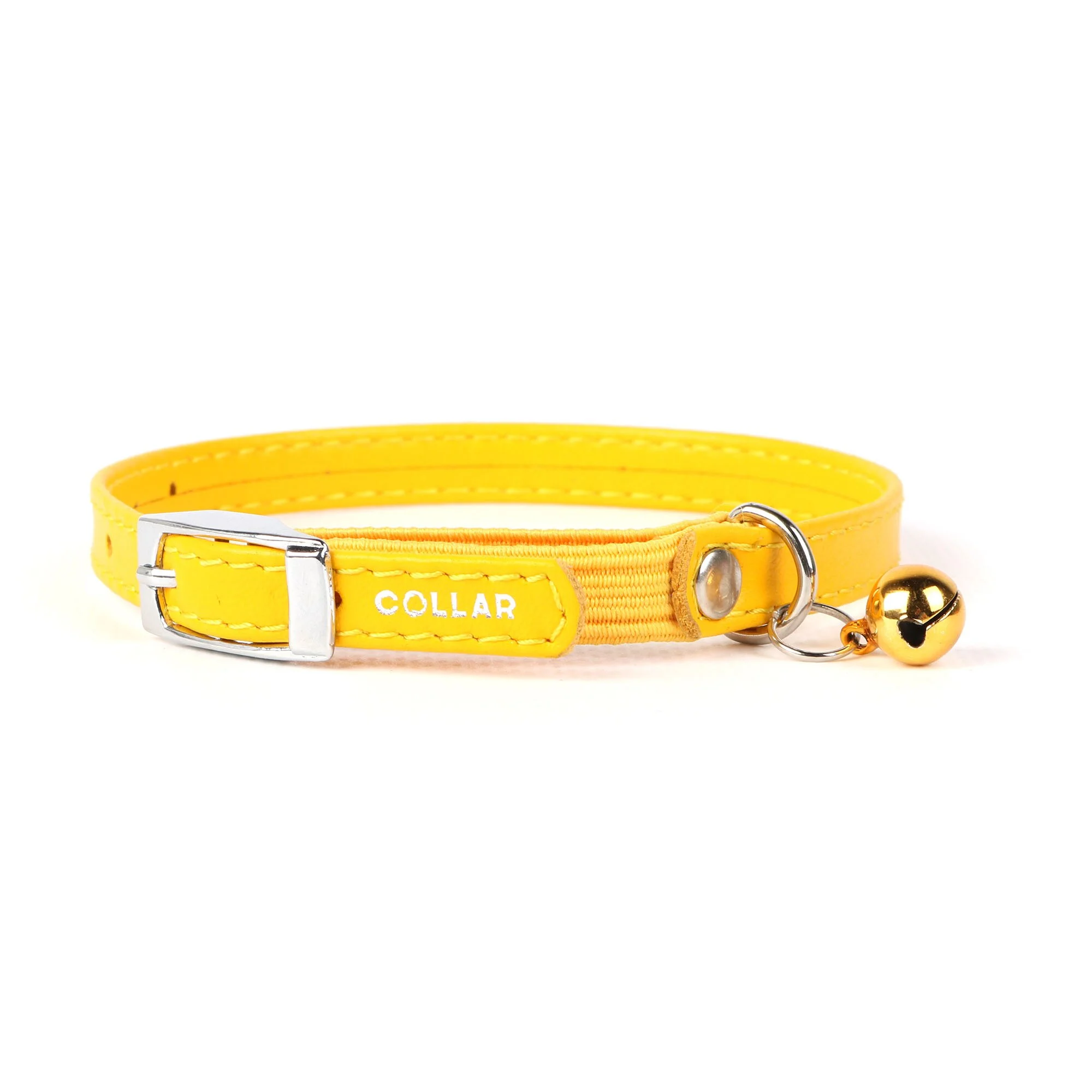 Ошейник Collar кожаный с резинкой «Glamour» (Гламур) 22-30 см / 9 (желтый)