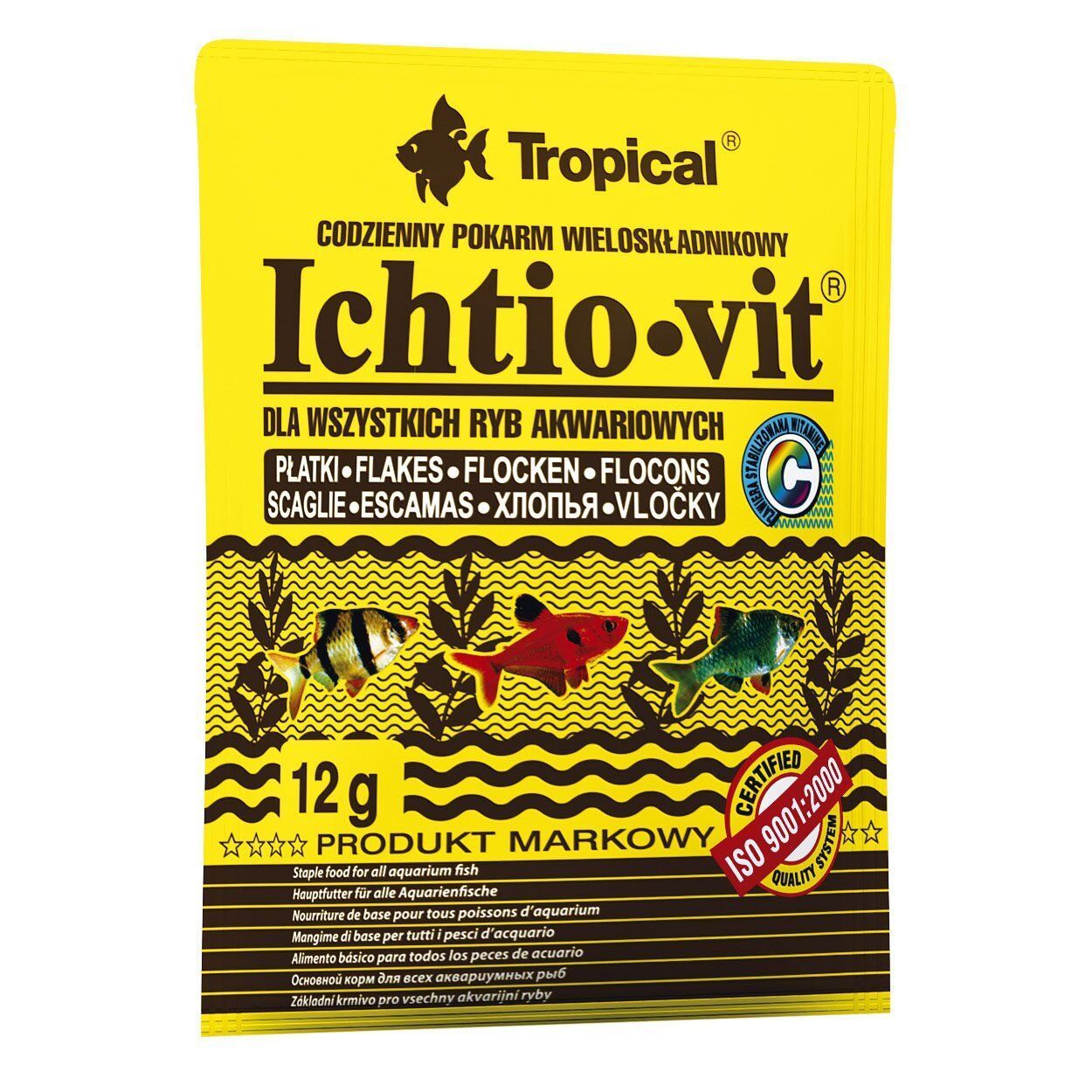 Сухий корм для всеїдних акваріумних риб Tropical Ichtio-Vit 12 г - пластівці Сухий корм для всеїдних акваріумних риб Tropical Ichtio-Vit 12 г - пластівці
