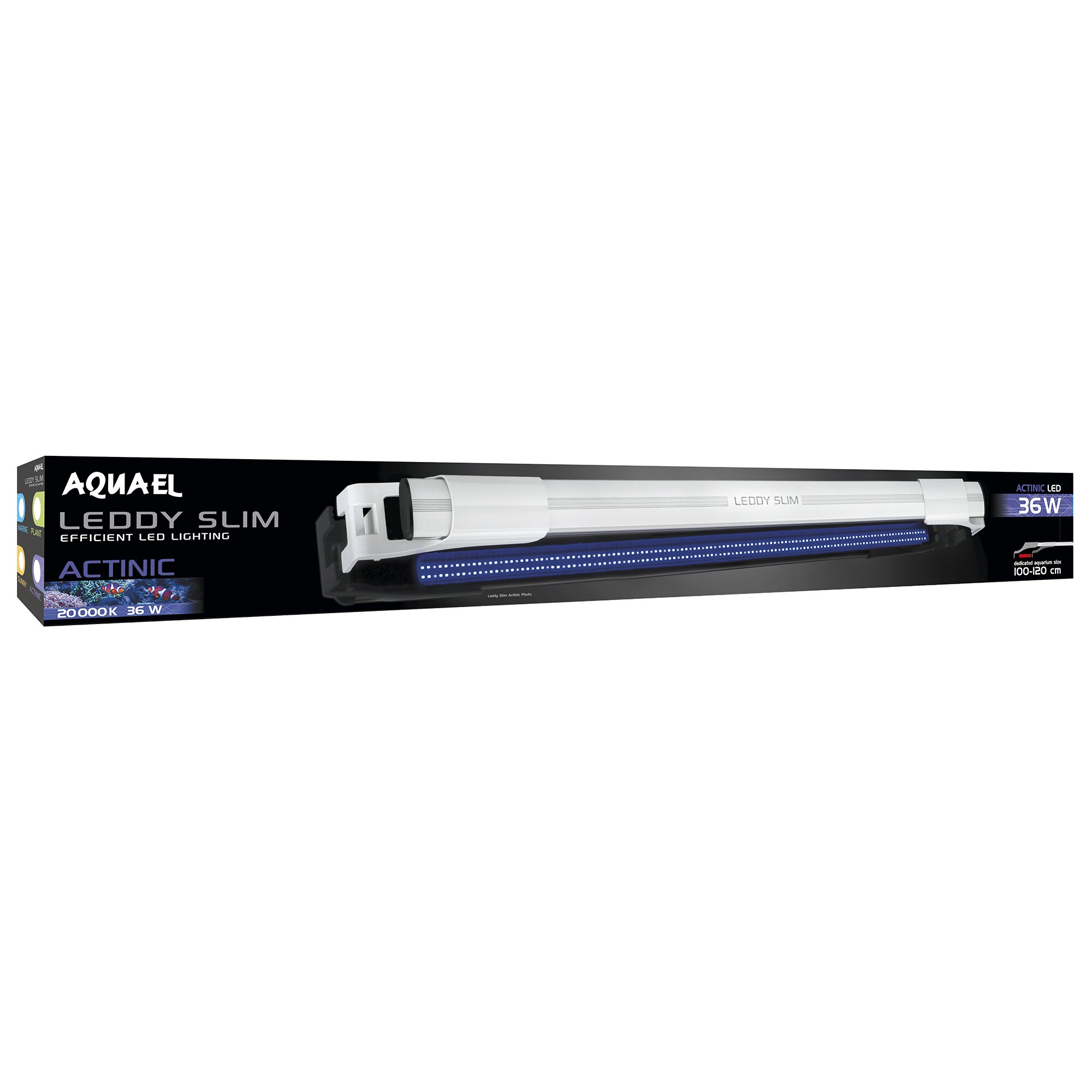 Світлодіодний світильник Aquael «Slim» 36 W, 100-120 см, чорний корпус (Actinic)