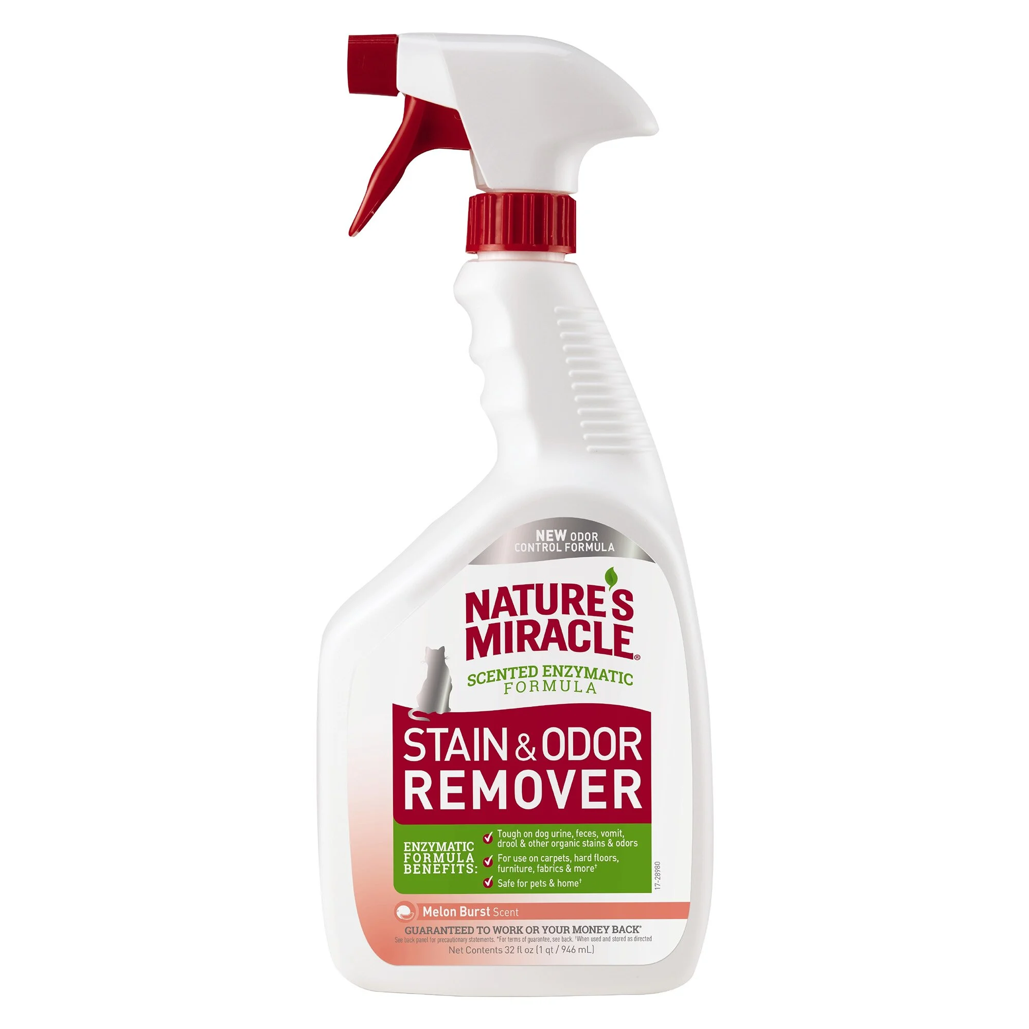 Спрей-очиститель Nature's Miracle «Stain & Odor Remover. Melon Burst Scent» для удаления пятен и запахов от кошек, с ароматом дыни 946 мл
