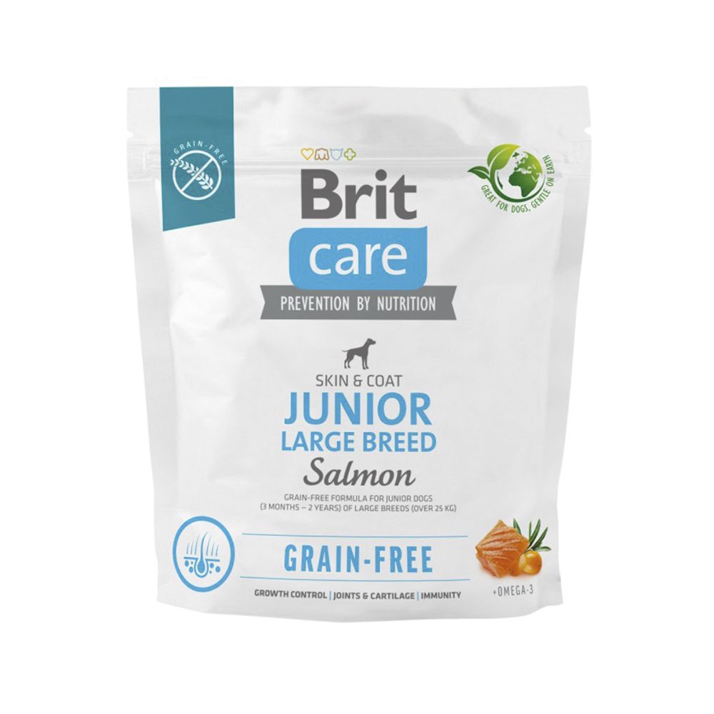 Пробник сухий корм для собак Brit Care Junior Large Breed Grain-free 100 г - лосось Пробник сухий корм для собак Brit Care Junior Large Breed Grain-free 100 г - лосось