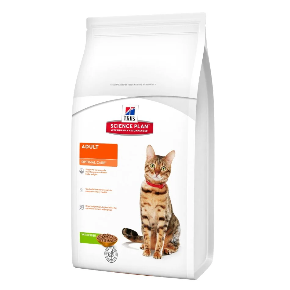 Сухой корм для взрослых кошек Hills Science Plan Feline Adult Optimal Care 10 кг - кролик Сухой корм для взрослых кошек Hills Science Plan Feline Adult Optimal Care 10 кг - кролик
