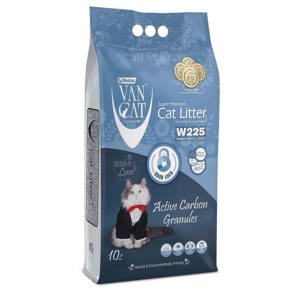 Бентонітовий наповнювач для котячого туалету Van Cat Active Carbon Granules 10 л - без аромату
