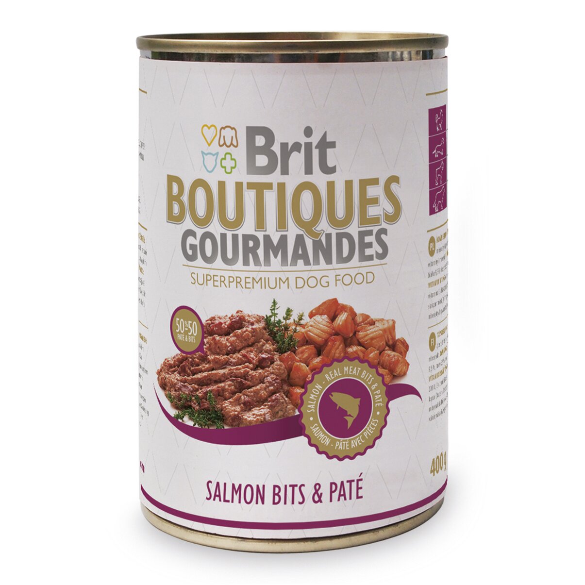 Влажный корм для собак Brit Boutiques Gourmandes Salmon Bits & Pate 400 г (кусочки лосося в паштете)