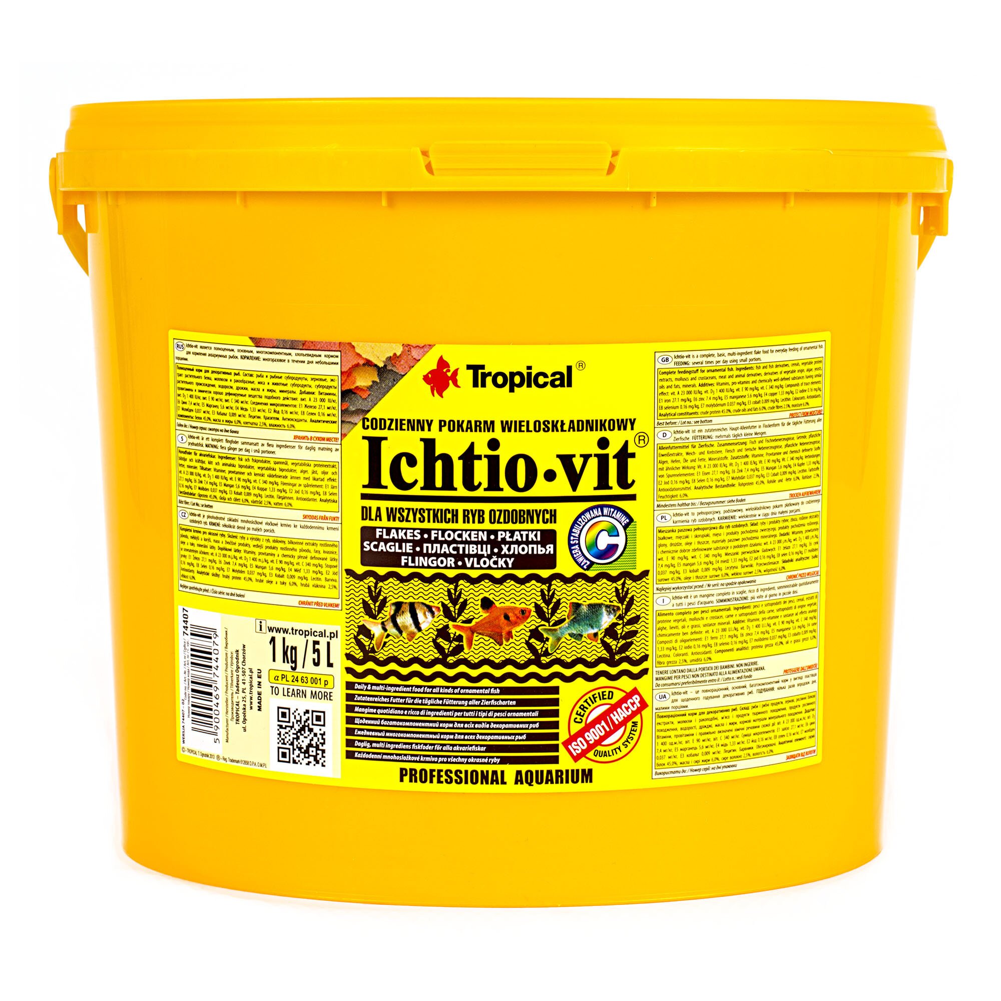 Сухой корм для аквариумных рыб Tropical в хлопьях «Ichtio-Vit» 5 л (для всех аквариумных рыб)