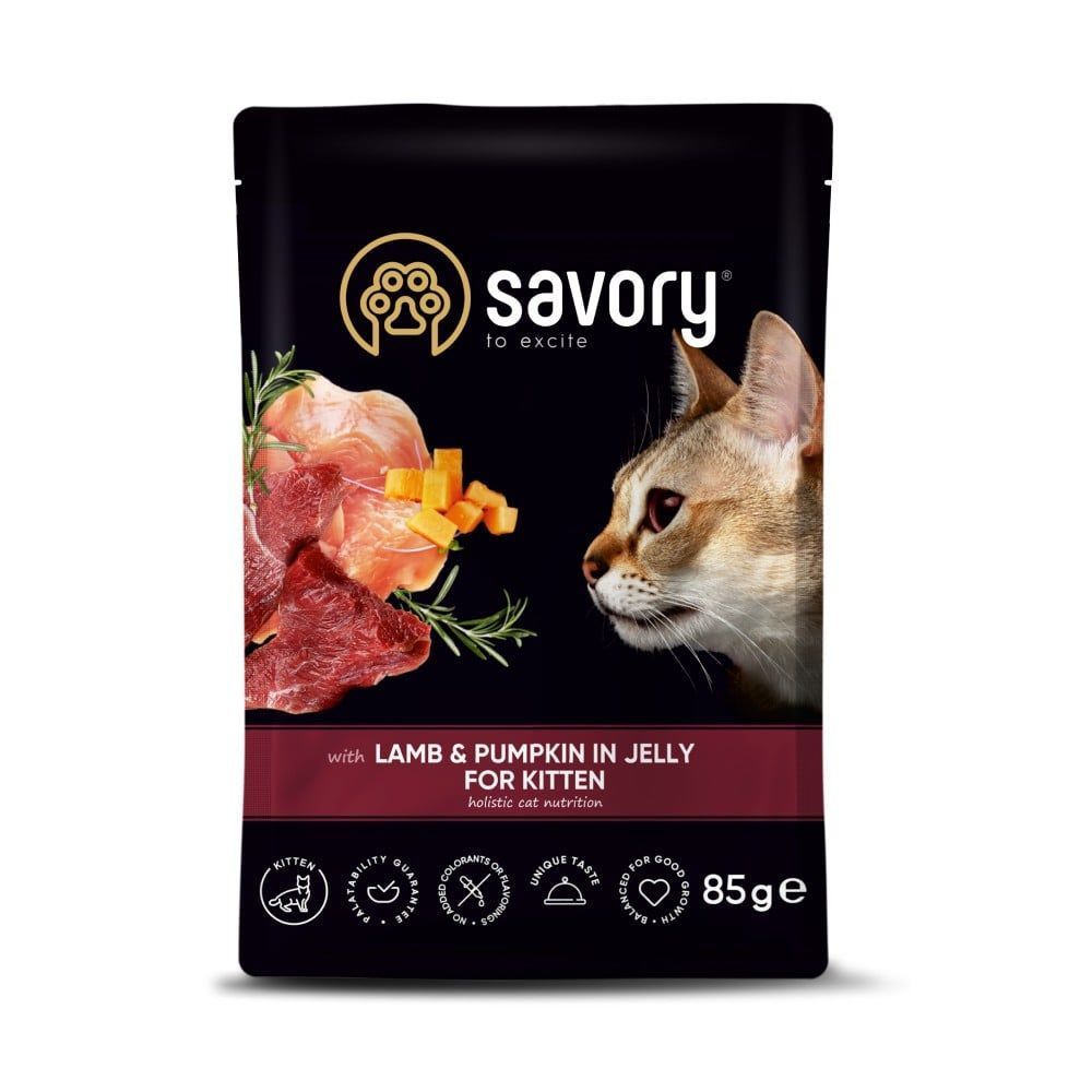 Упаковка вологого корму для кошенят Savory Kitten 22 шт х 85 г - ягня та гарбуз Упаковка вологого корму для кошенят Savory Kitten 22 шт х 85 г - ягня та гарбуз