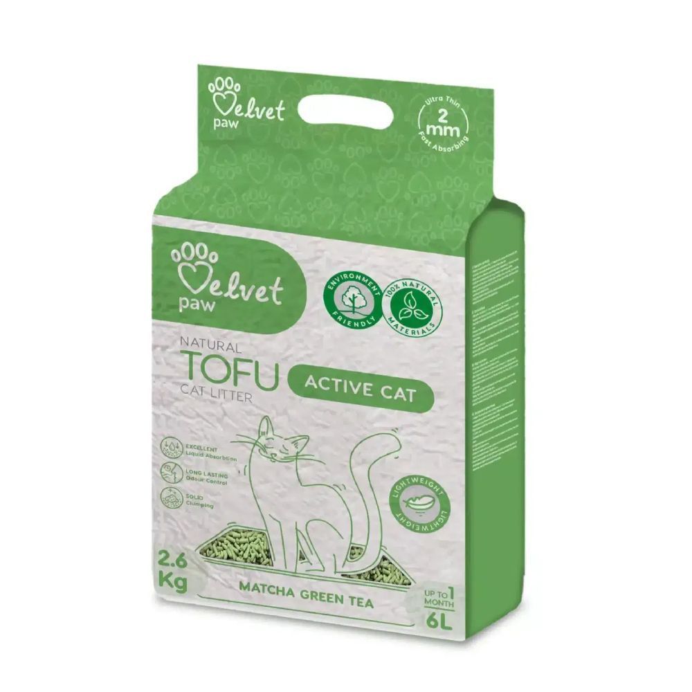 Velvet Paw TOFU Active Cat наповнювач для котячого туалету 6 л - матча та зелений чай Velvet Paw TOFU Active Cat наповнювач для котячого туалету 6 л - матча та зелений чай