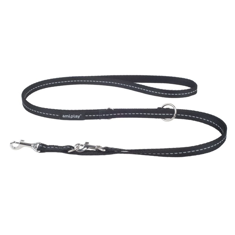 Amiplay Reflective 6 в 1 повідець для собак M - чорний Amiplay Reflective 6 в 1 повідець для собак M - чорний