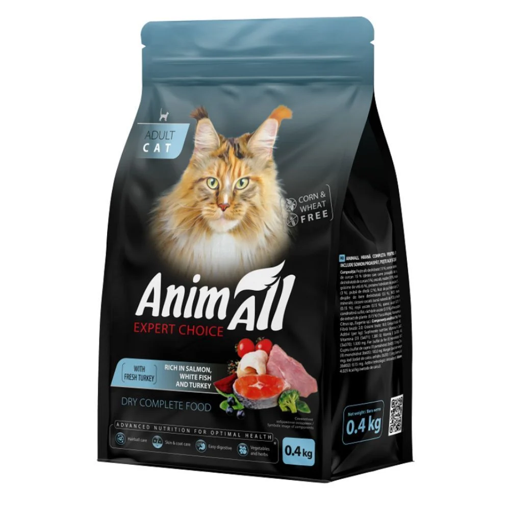 Сухий корм для котів AnimAll Adult 400 г - лосось, біла риба та індичка Сухий корм для котів AnimAll Adult 400 г - лосось, біла риба та індичка