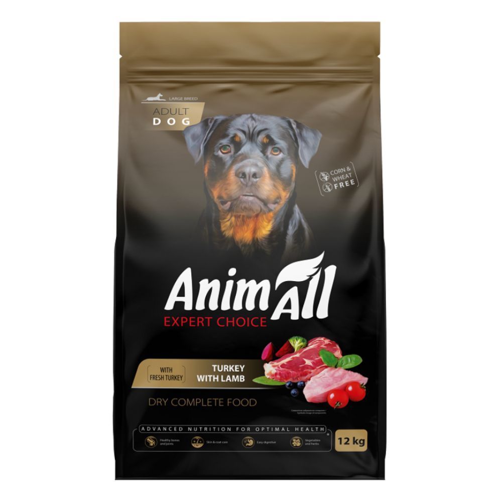Cухий корм для собак AnimAll Adult 12 кг - індичка та ягня