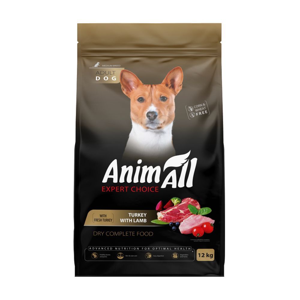 Сухой корм для собак AnimAll Medium Breeds 12 кг - индейка и ягненок