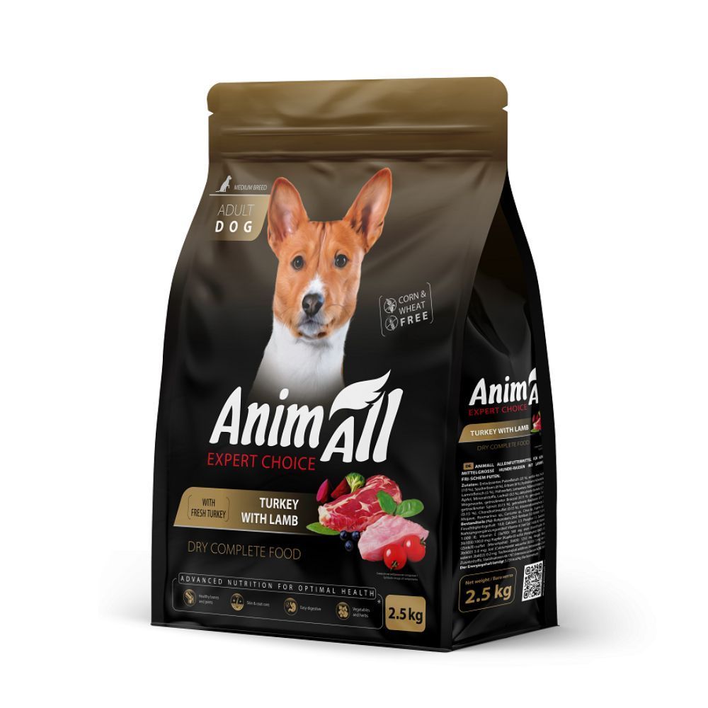 Cухий корм для собак AnimAll Medium Breeds 2,5 кг - індичка та ягня