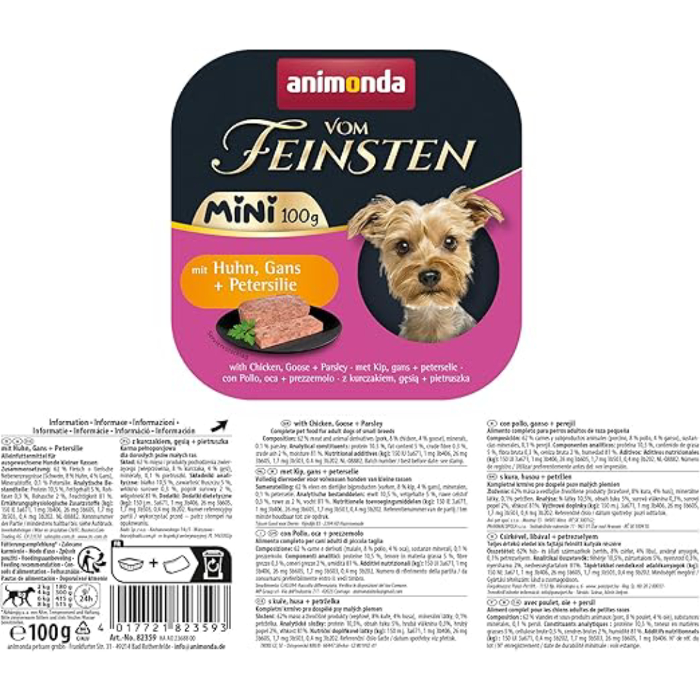 Влажный корм для собак Animonda Vom Feinsten Adult Mini 100 г - курица, гусь и петрушка Влажный корм для собак Animonda Vom Feinsten Adult Mini 100 г - курица, гусь и петрушка