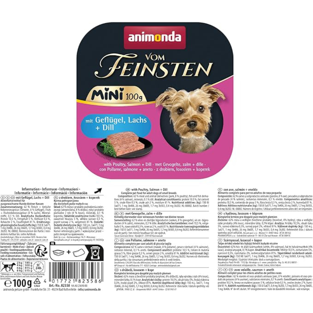 Влажный корм для собак Animonda Vom Feinsten Adult Mini 100 г - птица и лосось