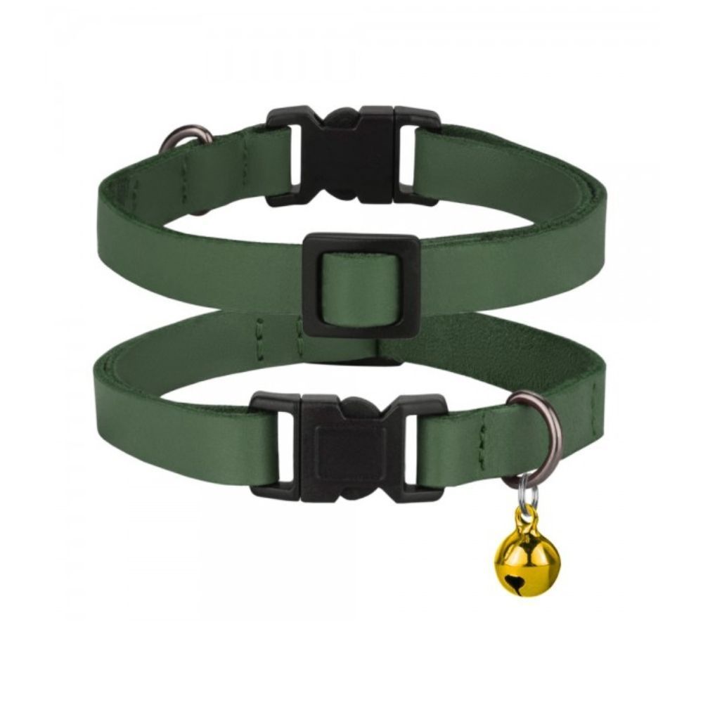 Barksi BronzeDog Crazy шкіряний нашийник для котів XS - зелений