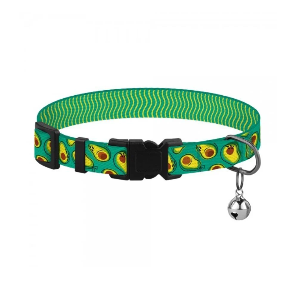 Barksi BronzeDog Urban Fruits Авокадо нейлоновий нашийник для котів XS - зелений Barksi BronzeDog Urban Fruits Авокадо нейлоновий нашийник для котів XS - зелений