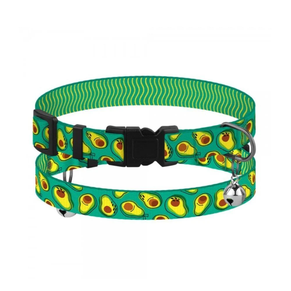 Barksi BronzeDog Urban Fruits Авокадо нейлоновий нашийник для котів XS - зелений Barksi BronzeDog Urban Fruits Авокадо нейлоновий нашийник для котів XS - зелений