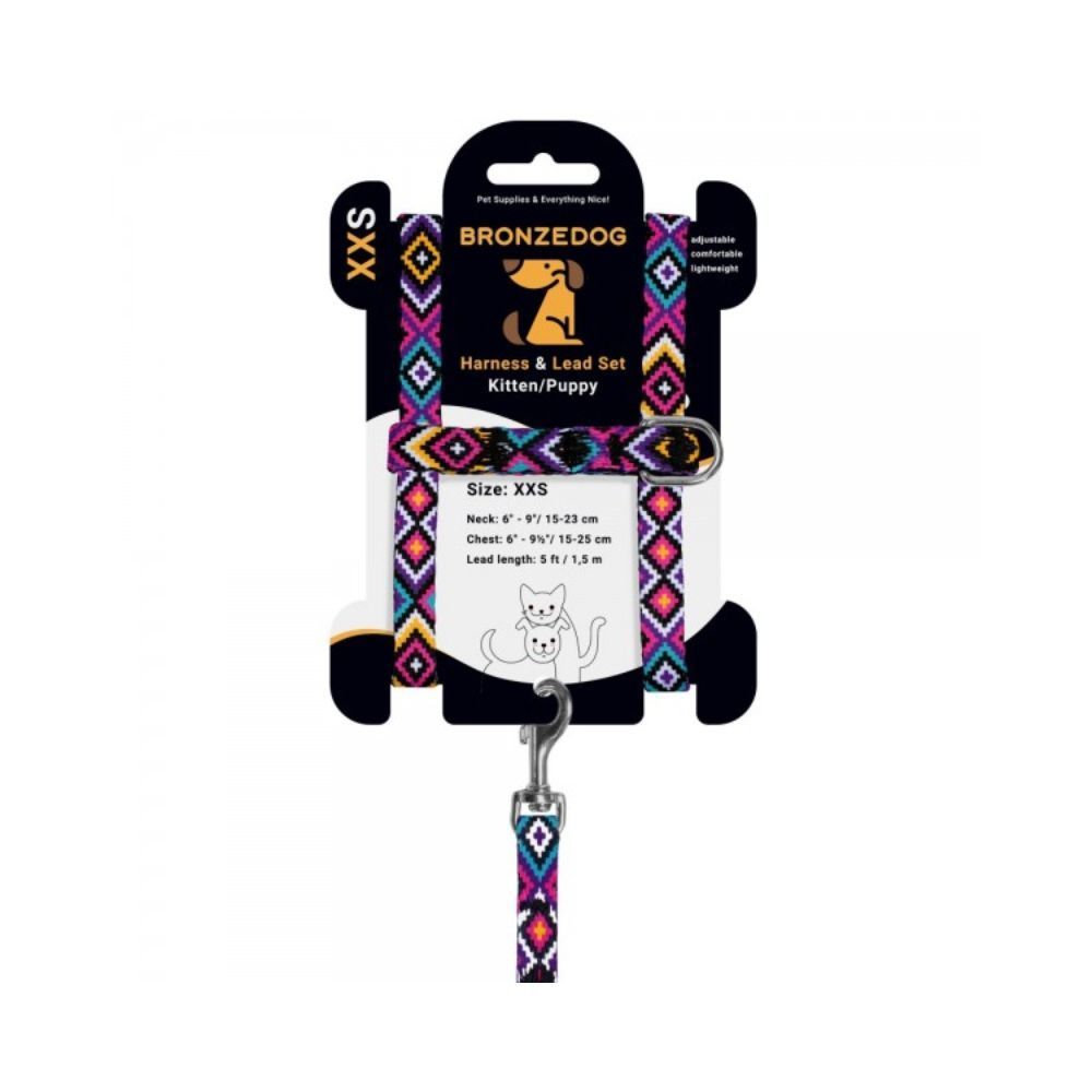 Barksi BronzeDog Urban шлея з повідцем для собак XXS - різнокольоровий Barksi BronzeDog Urban шлея з повідцем для собак XXS - різнокольоровий