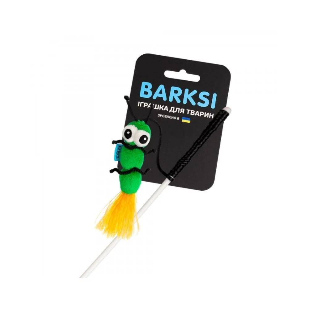Игрушка для кошек Barksi Удочка-гусеница 34х16х4,5 см - зеленый Игрушка для кошек Barksi Удочка-гусеница 34х16х4,5 см - зеленый
