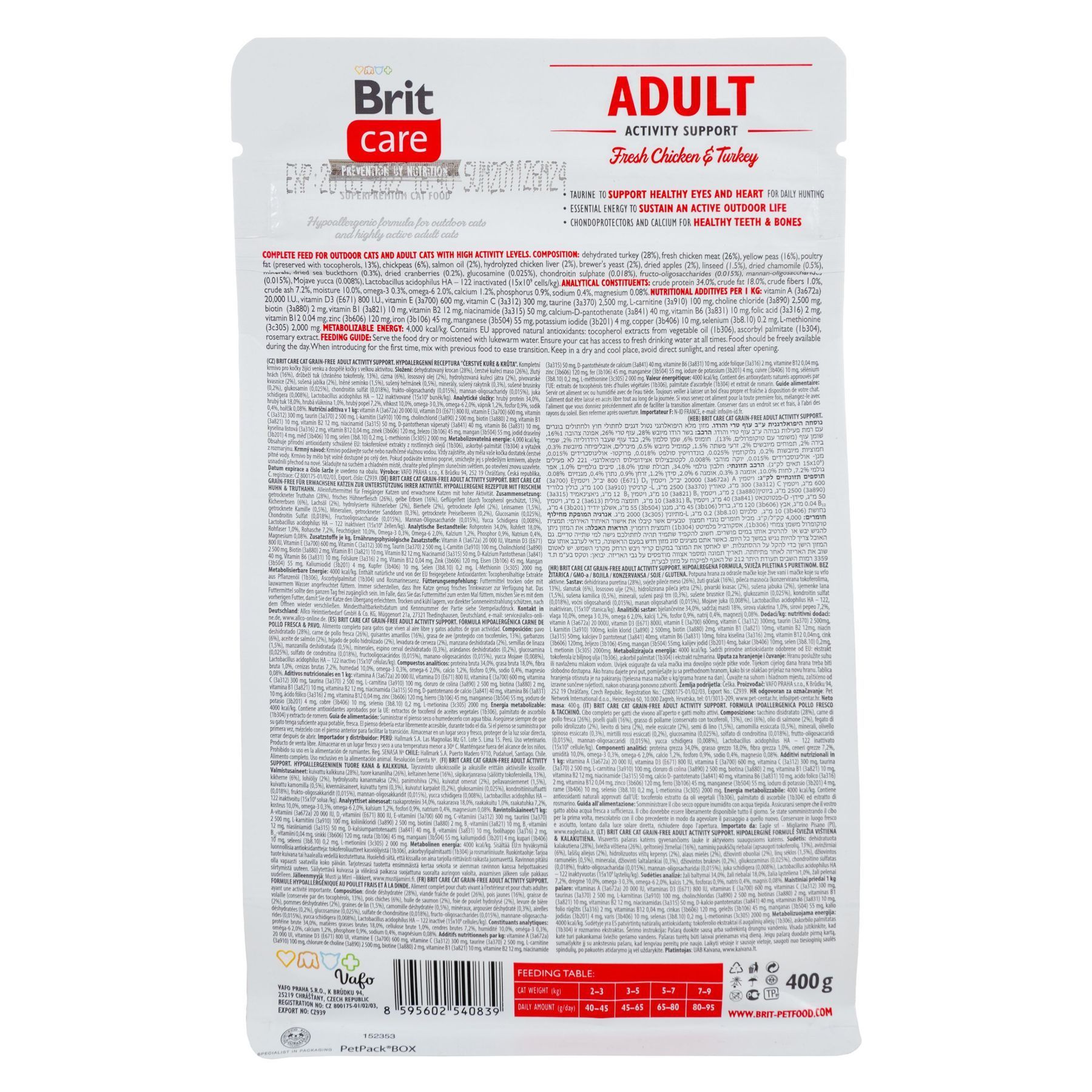Сухий корм для котів Brit Care Cat GF Adult Activity Support 400 г - курка та індичка Сухий корм для котів Brit Care Cat GF Adult Activity Support 400 г - курка та індичка
