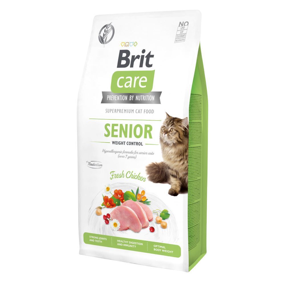 Сухой корм для кошек Brit Care Cat GF Senior Weight Control 7 кг - курица Сухой корм для кошек Brit Care Cat GF Senior Weight Control 7 кг - курица