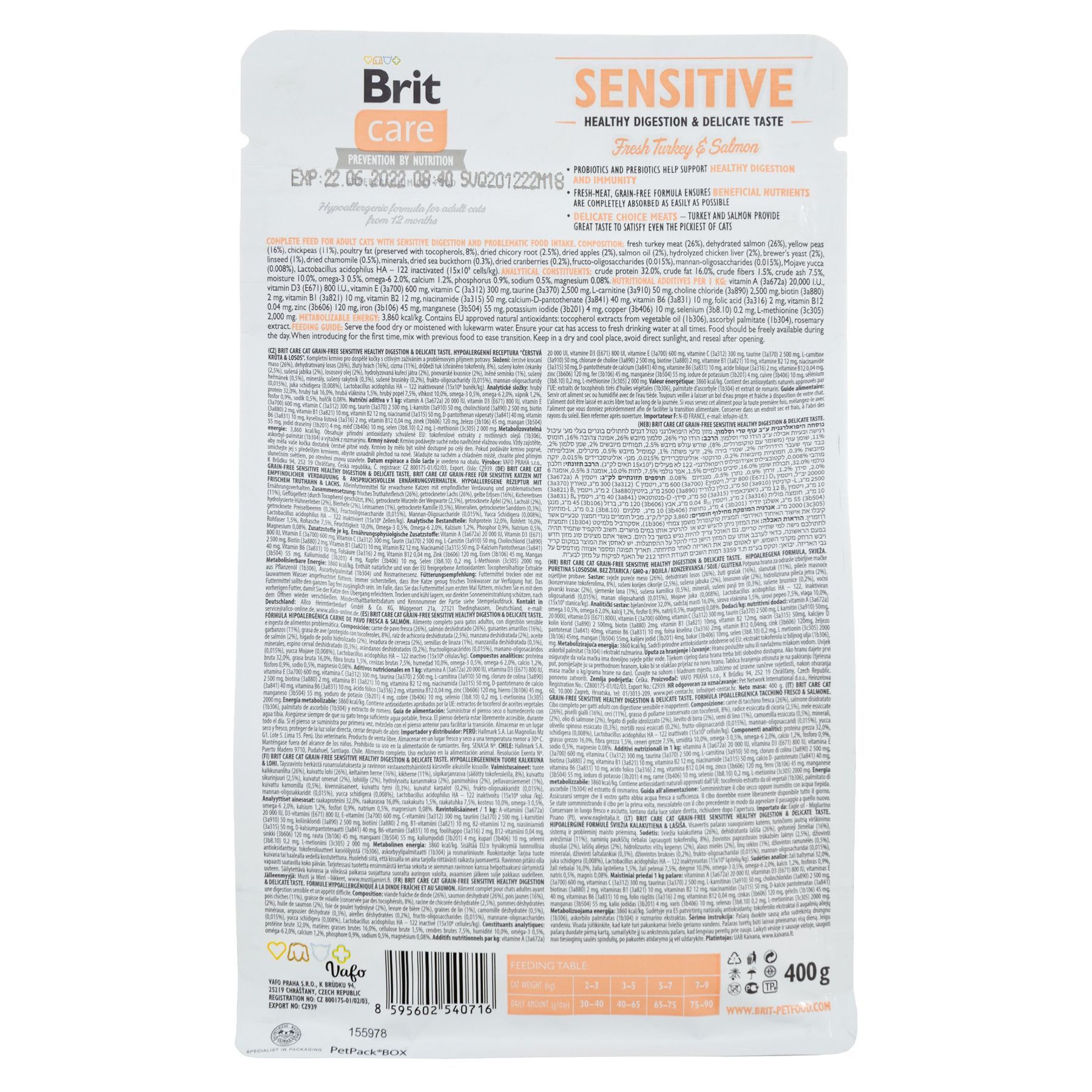 Сухий корм для котів Brit Care Cat Grain Free Sensitive Health Digestion & Delicate Taste 400 г - індичка та лосось Сухий корм для котів Brit Care Cat Grain Free Sensitive Health Digestion & Delicate Taste 400 г - індичка та лосось