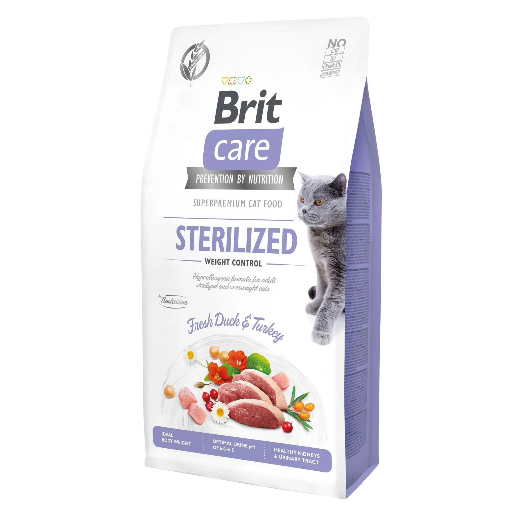 Сухой корм для кошек Brit Care Cat Grain Free Sterilized Weight Control 7 кг - утка и индейка Сухой корм для кошек Brit Care Cat Grain Free Sterilized Weight Control 7 кг - утка и индейка