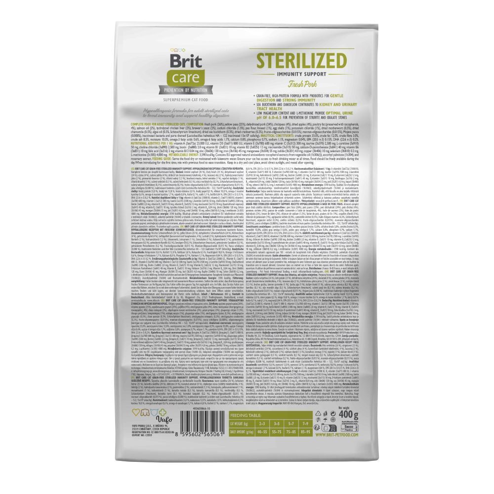Сухий корм для котів Brit Care Cat Grain Free Sterilized Immunity Support 400 г - свинина Сухий корм для котів Brit Care Cat Grain Free Sterilized Immunity Support 400 г - свинина
