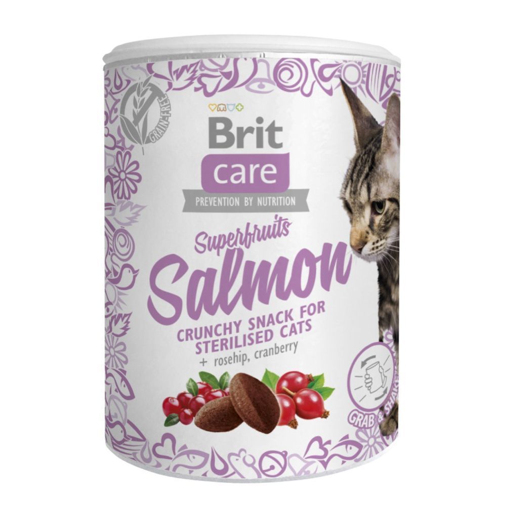 Лакомства для кошек Brit Care Superfruits Salmon 100 г — лосось, шиповник и клюква Лакомства для кошек Brit Care Superfruits Salmon 100 г — лосось, шиповник и клюква