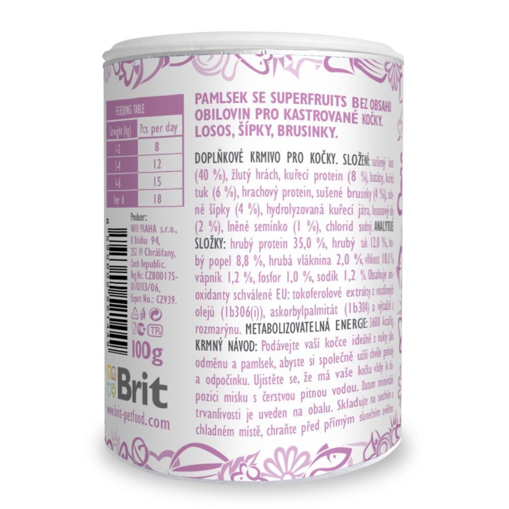 Лакомства для кошек Brit Care Superfruits Salmon 100 г — лосось, шиповник и клюква Лакомства для кошек Brit Care Superfruits Salmon 100 г — лосось, шиповник и клюква