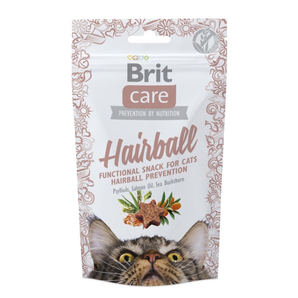 Ласощі для котів Brit Care Hairball Snack 50 г - подорожник, лосось, обліпиха Ласощі для котів Brit Care Hairball Snack 50 г - подорожник, лосось, обліпиха
