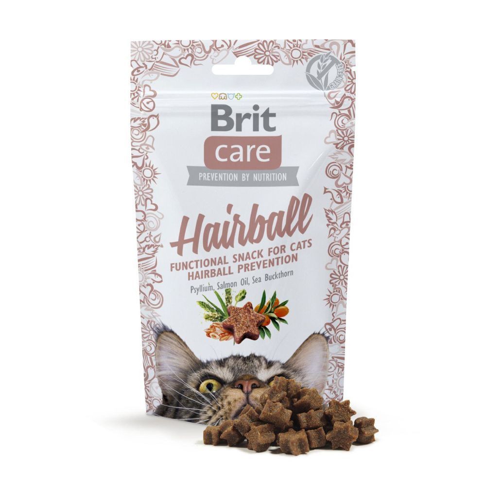 Ласощі для котів Brit Care Hairball Snack 50 г - подорожник, лосось, обліпиха Ласощі для котів Brit Care Hairball Snack 50 г - подорожник, лосось, обліпиха