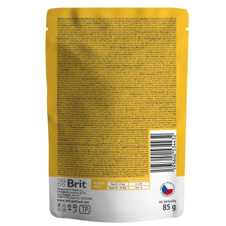 Вологий корм для собак Brit Care Mini 85 г - кролик та лосось