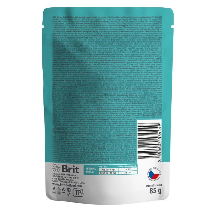 Вологий корм для собак Brit Care Mini 85 г - лосось та оселедець