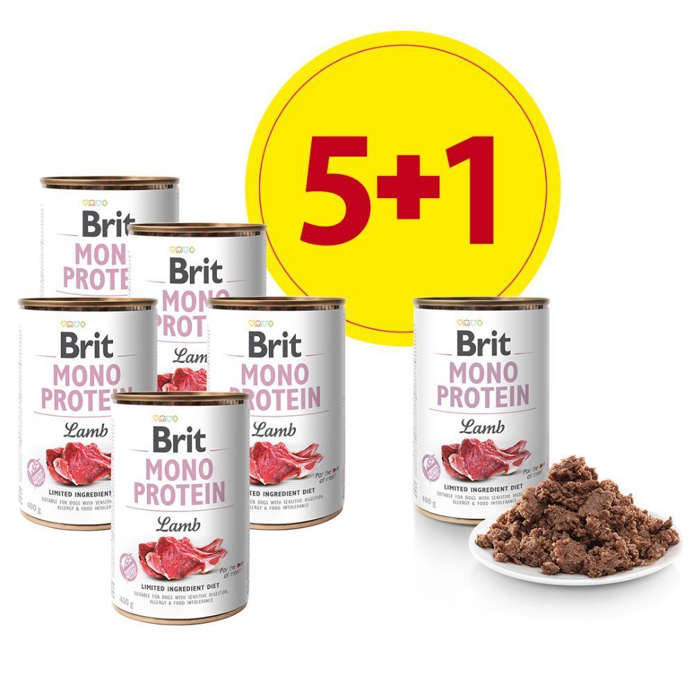 Набір вологого корму для собак Brit Care Mono Protein 5+1 шт х 400 г - ягня 5+1 шт. х 400 г фото 1 Набір вологого корму для собак Brit Care Mono Protein 5+1 шт х 400 г - ягня 5+1 шт. х 400 г фото 1