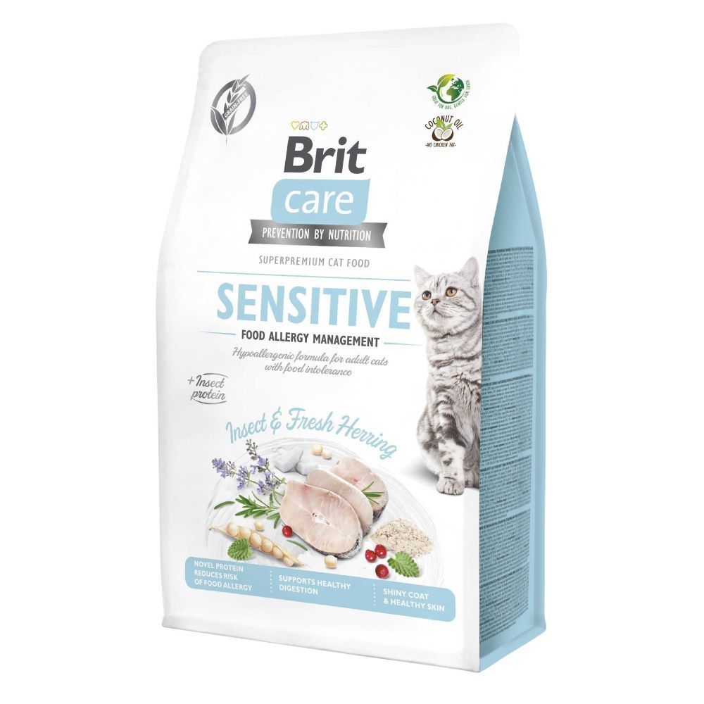 Сухий корм для котів Brit Care Sensitive 400 г - комахи та оселедець Сухий корм для котів Brit Care Sensitive 400 г - комахи та оселедець