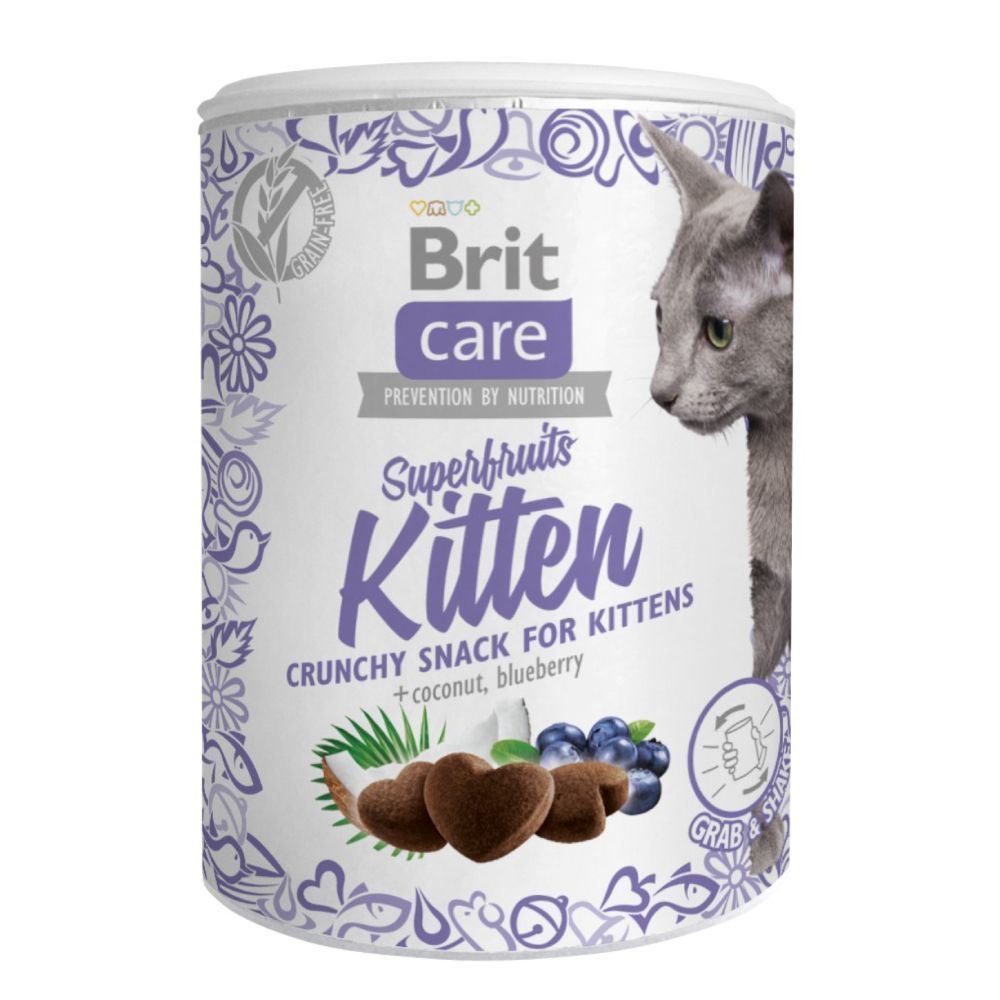 Ласощі для кошенят Brit Care Superfruits Kitten 100 г - курка, кокос і чорниця Ласощі для кошенят Brit Care Superfruits Kitten 100 г - курка, кокос і чорниця