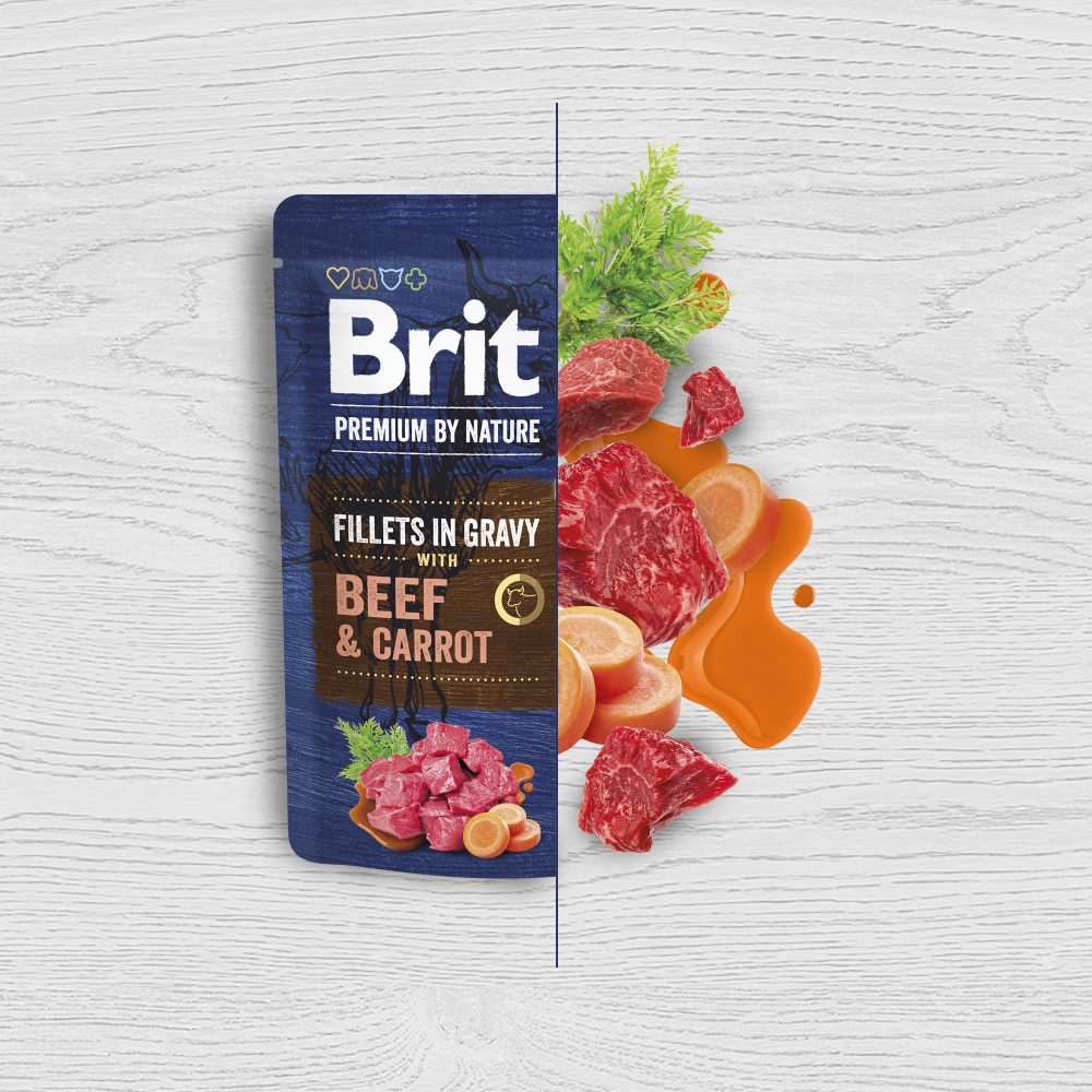 Вологий корм для собак Brit Premium Fillets in Gravy Beef & Carrot 85 г - яловичина і морква