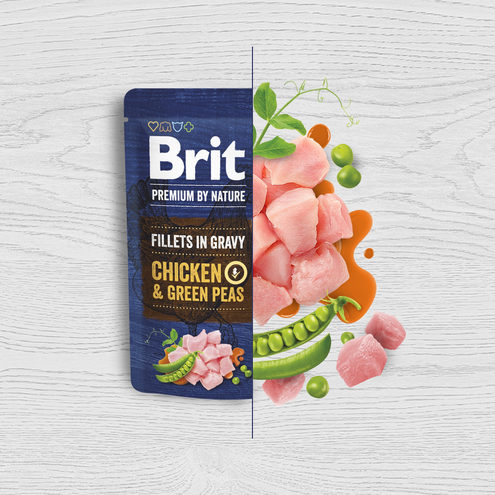 Вологий корм для собак Brit Premium Fillets in Gravy Chicken & Green Peas 85 г - курка і зелений горошок