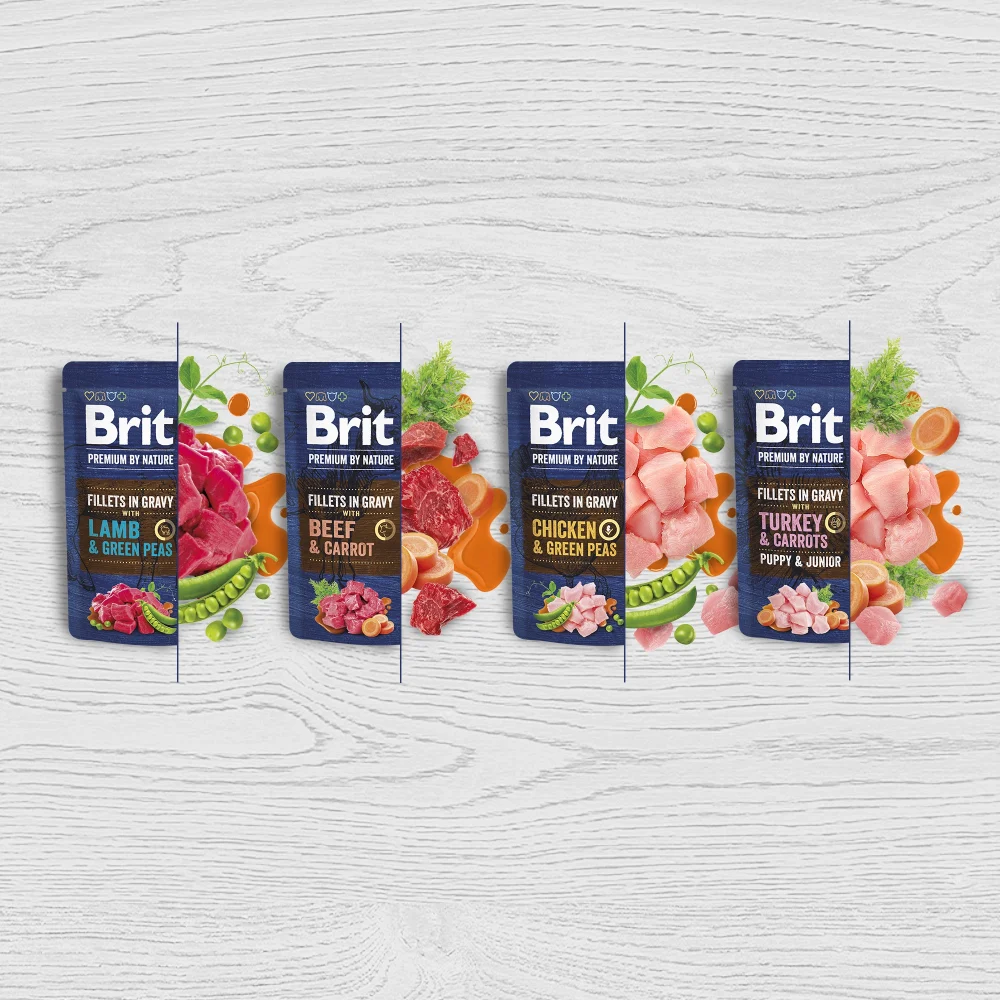 Вологий корм для собак Brit Premium Fillets in Gravy Lamb & Green Peas 85 г - ягня і зелений горошок