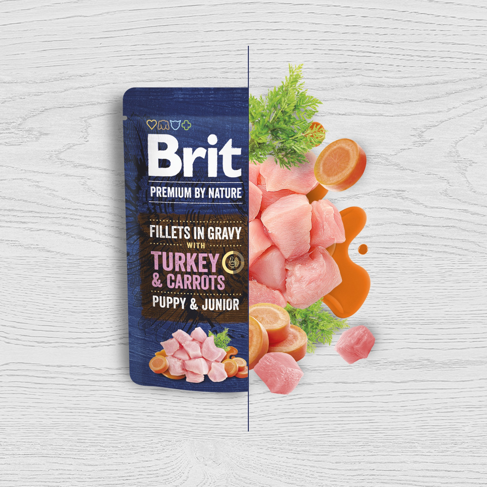 Вологий корм для цуценят Brit Premium Fillets in Gravy Turkey & Carrots Puppy 85 г - індичка і морква