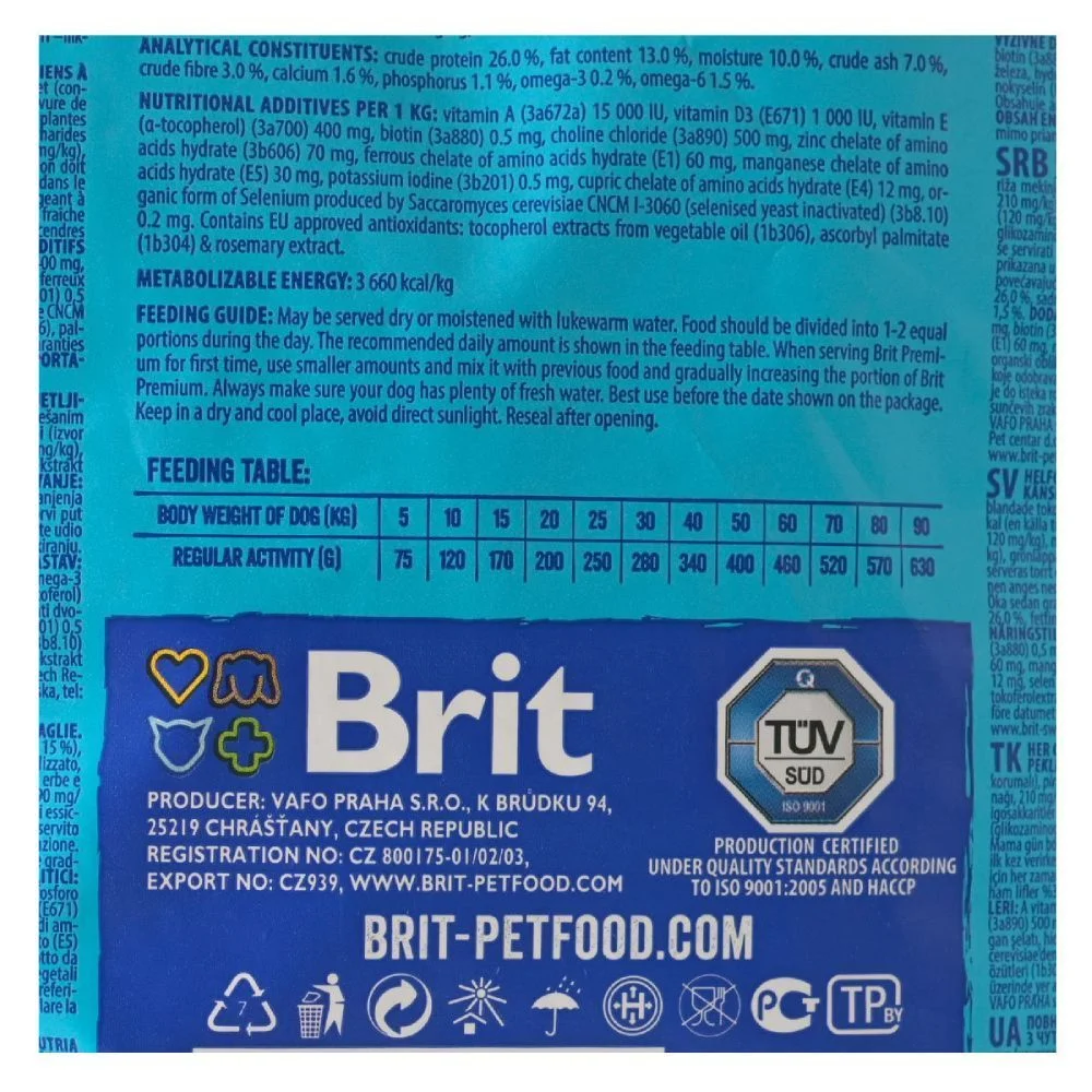 Сухий корм для собак Brit Premium Sensitive Adult 15+3 кг - ягня та рис