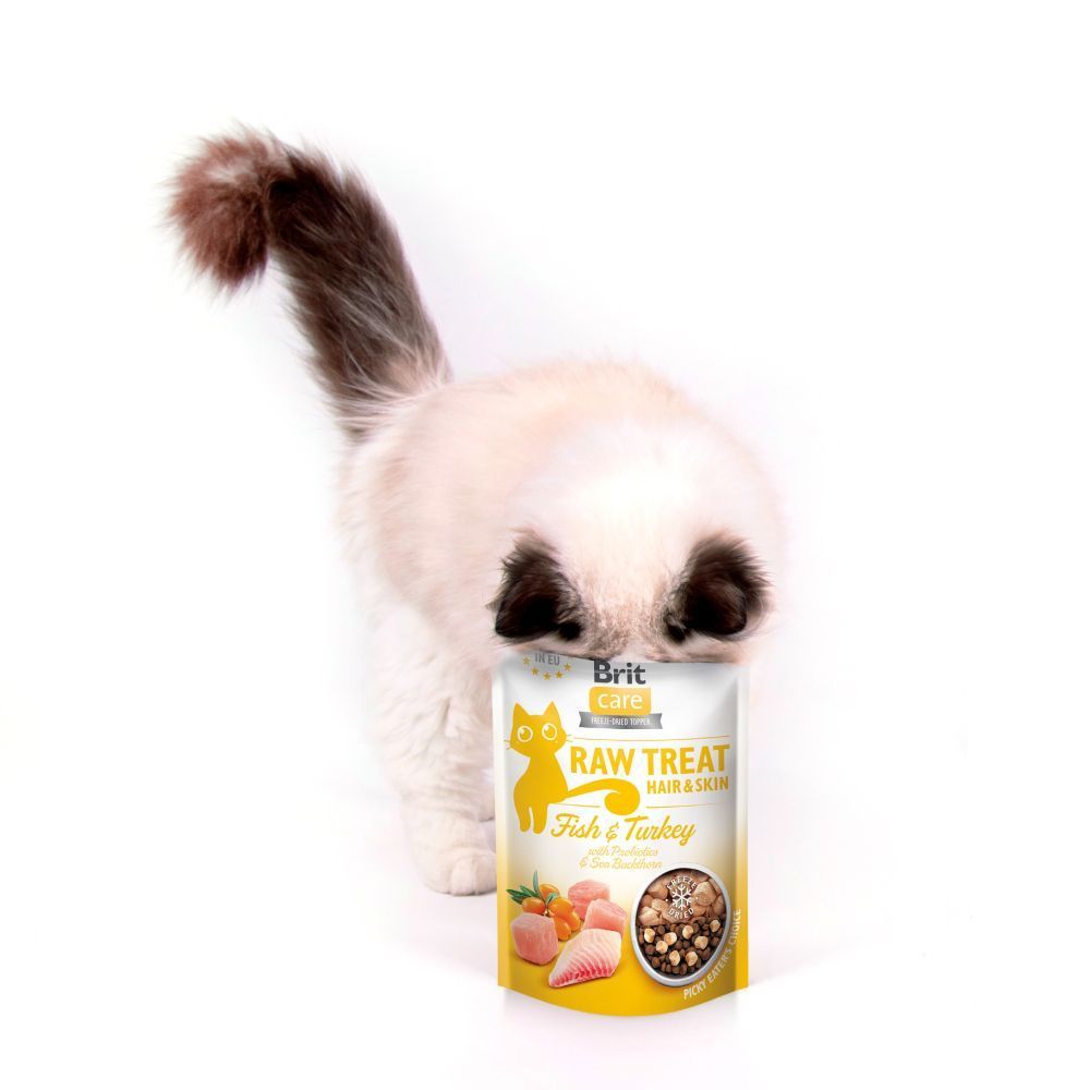 Ласощі для котів Brit Raw Treat Hair & Skin 40 г - риба та індичка Ласощі для котів Brit Raw Treat Hair & Skin 40 г - риба та індичка