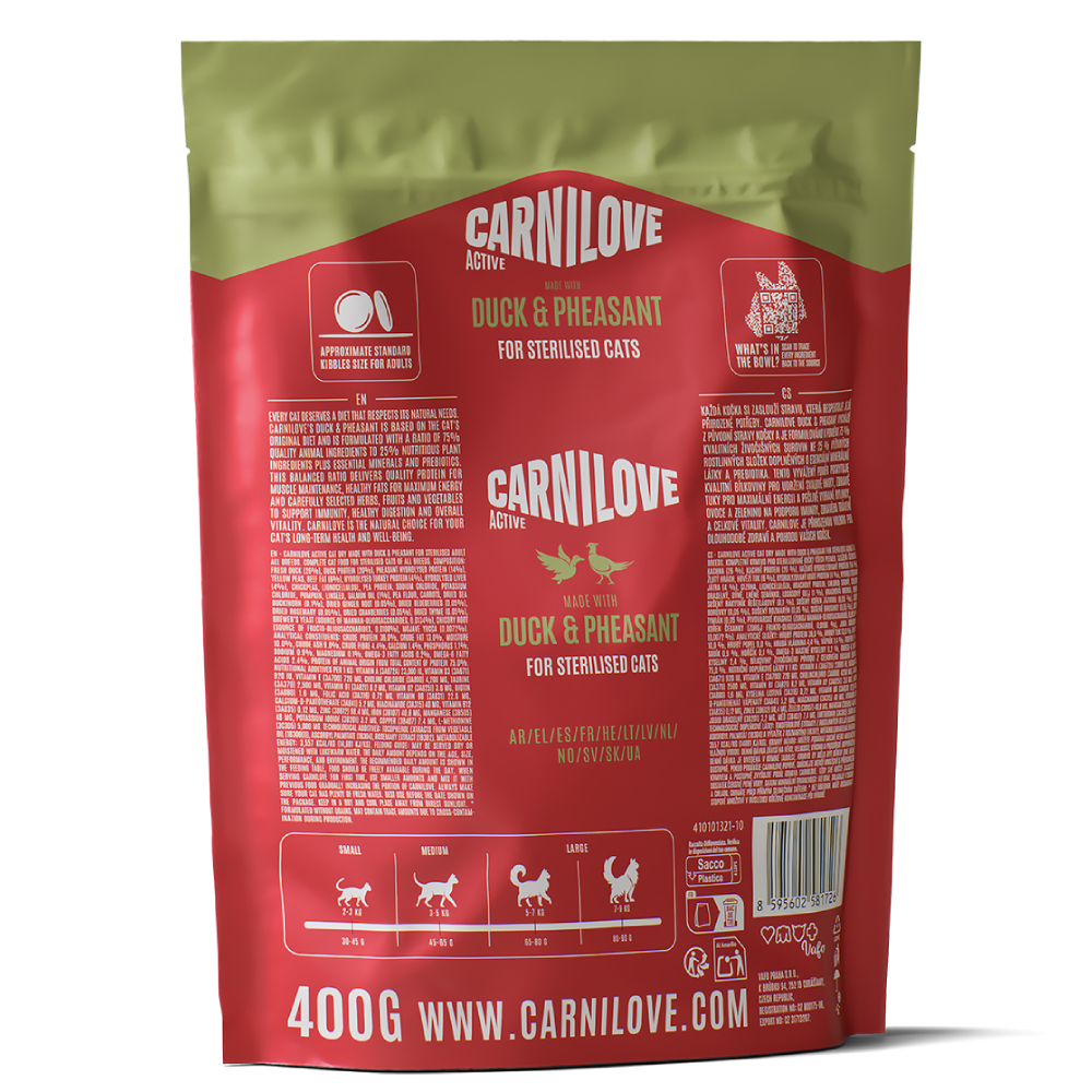 Сухий корм для котів Carnilove Active Sterilised 400 г - качка та фазан Сухий корм для котів Carnilove Active Sterilised 400 г - качка та фазан