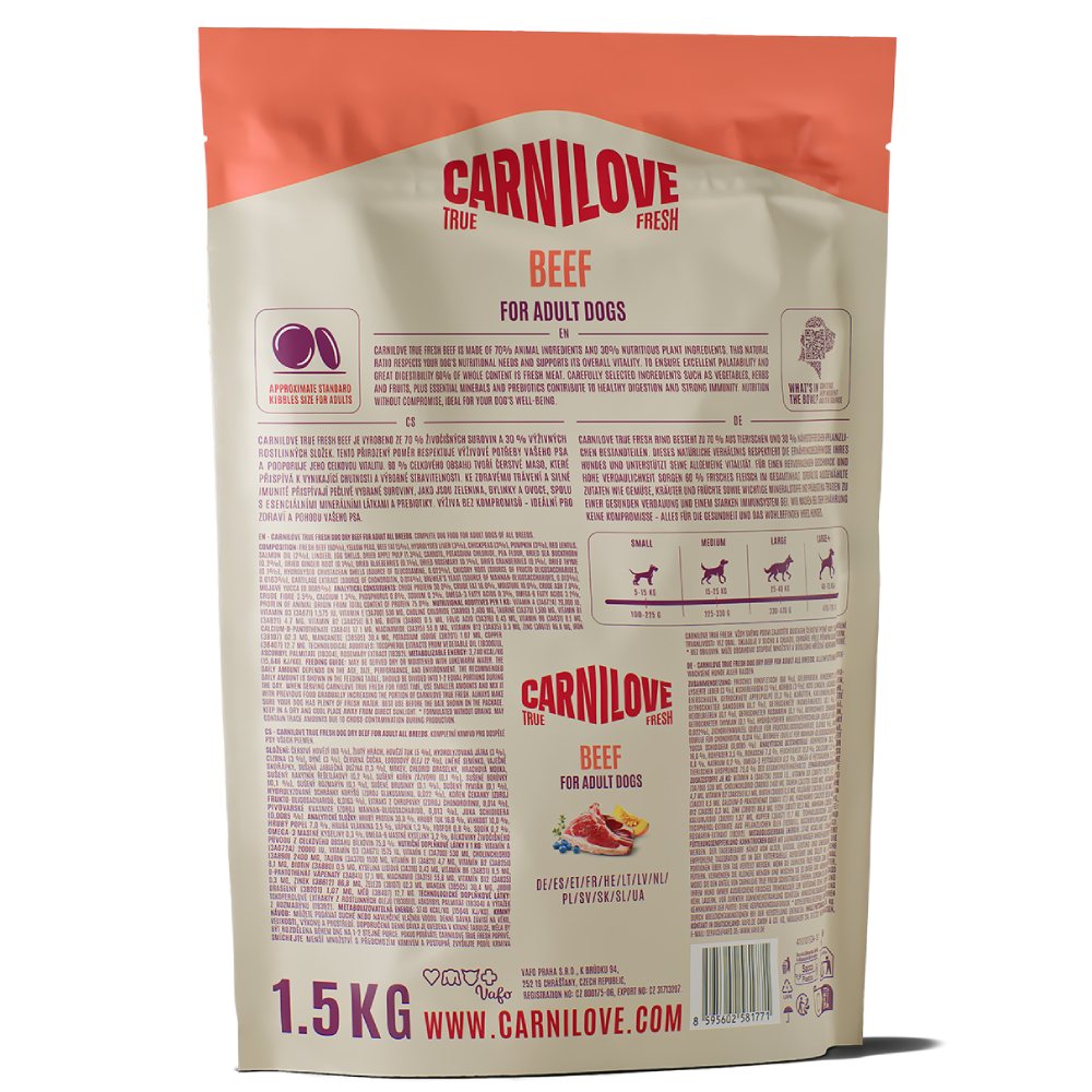 Сухой корм для собак Carnilove True Fresh Adult — говядина