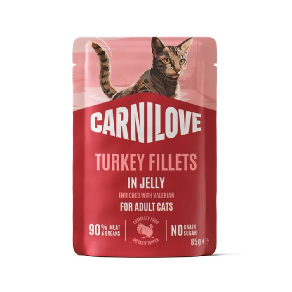Вологий корм для котів Carnilove Adult Jelly 85 г - індичка та валеріана Вологий корм для котів Carnilove Adult Jelly 85 г - індичка та валеріана