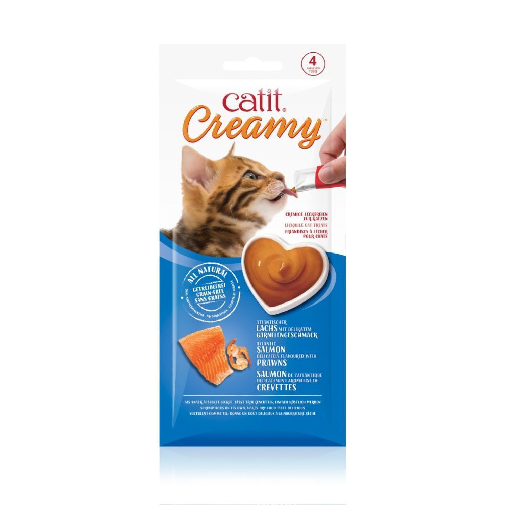 Ласощі для котів Catit Creamy Salmon & Prawns Flavor 4х10 г - лосось та креветки Ласощі для котів Catit Creamy Salmon & Prawns Flavor 4х10 г - лосось та креветки