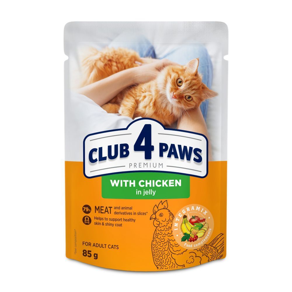 Набір вологого корму для котів Club 4 Paws Premium Jelly 18+6 шт х 85 г - курка