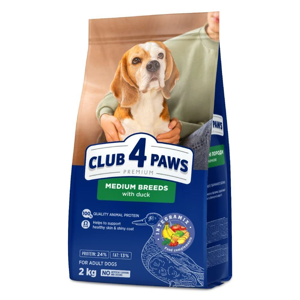 Сухий корм для собак Club 4 Paws Premium Medium Breeds 2 кг - качка Сухий корм для собак Club 4 Paws Premium Medium Breeds 2 кг - качка
